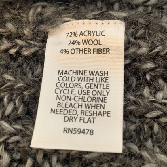 Fenn Wright Manson Cardigan Sweater Wool Marled Gray Open Front Size Medium - Picture 7 of 7